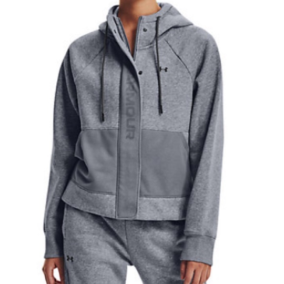 ⭐️Womens Rival Fleece Mesh Full Zip Hoodie by Under Armour, Large/Teal - Picture 12 of 13